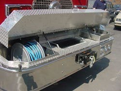 Front bumpers can be loaded with gear for extrication, fire suppression, winches, horns and sirens. Front bumpers can be loaded with gear for extrication, fire suppression, winches, horns and sirens.