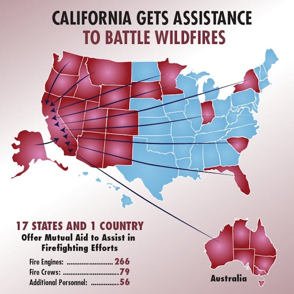 The California Office of Emergency Services created this map to illustrate the massive response to the Northern California wildfires.