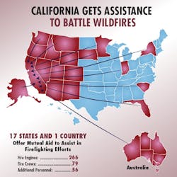 The California Office of Emergency Services created this map to illustrate the massive response to the Northern California wildfires. The California Office of Emergency Services created this map to illustrate the massive response to the Northern California wildfires.