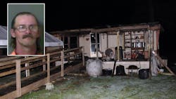 Kenneth Fulford, inset, faces multiple charges after setting fire to his home with his wife inside.