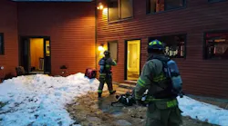 Firefighters with Campton-Thornton Fire Rescue on scene after six people were overcome by carbon monoxide at a home in Thornton, NH, on Sunday, April 1, 2018.
