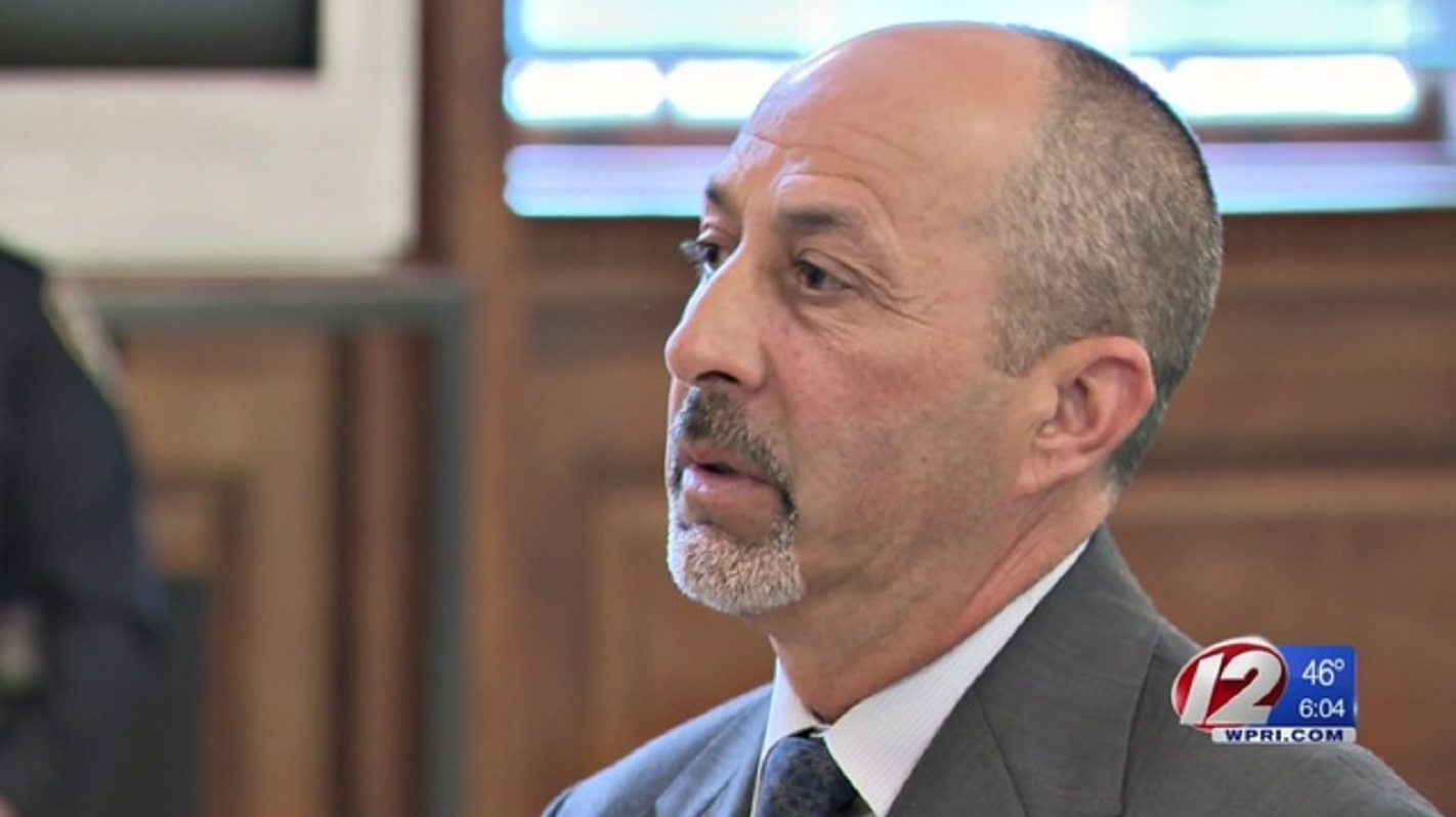 Former North Providence, RI, firefighter Paul Labbadia in court on Tuesday, April 18, 2018.