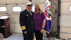 Allingtown Fire Chief Vincent Landisio poses with his wife Leigh Ann Gettner after being sworn in on Dec. 2, 2017.