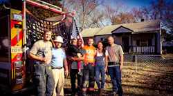 Pictured left to right: Mike Anderson, Chris Mack, John Pettaway, Jesse Baust, Lauren Baust and Shaun Whiteley. The Fighting More Than Fire team helped rebuild Pettaway's home following a fire.