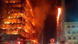 An abandoned high-rise in Sau Paulo, Brazil, burns before collapsing on Tuesday, May 1, 2018. An abandoned high-rise in Sau Paulo, Brazil, burns before collapsing on Tuesday, May 1, 2018.
