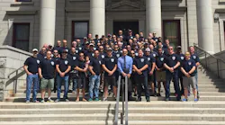 Colorado Springs firefighters gathered at city hall on Tuesday, May 8, 2018.