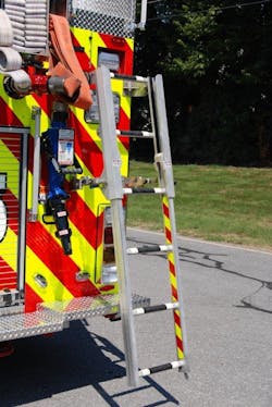 When the rear body does not provide a location for safe stepping surfaces, consider using an access ladder in lieu of folding steps. A series of folding steps may look good on paper but may not work in practice. When the rear body does not provide a location for safe stepping surfaces, consider using an access ladder in lieu of folding steps. A series of folding steps may look good on paper but may not work in practice.