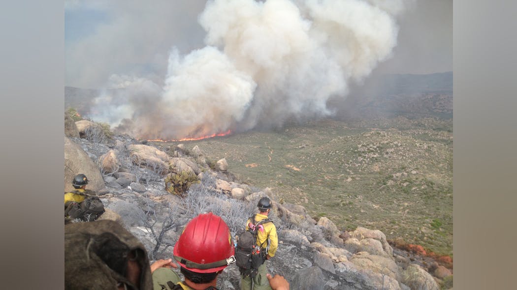 This photo of the Yarnell Hill Fire was recovered from the phone of Crewmember Christopher MacKenzie, who took the photo shortly before the crew left the black.