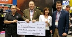 Streamlight, Inc. presents the company’s 2018 donation check to the National Fallen Firefighters Foundation (NFFF) for programs assisting families and surviving colleagues of fallen firefighters. Pictured from left to right: Chief Ronald J. Siarnicki, Executive Director, NFFF; Chief Dennis Compton, Chairman of the Board of Directors, NFFF; Dawn Dalldorf-Jackson, Director of Sales, Industrial and Fire Divisions, Streamlight; and Michael F. Dineen, Vice President, Sales and Marketing, Streamlight. Streamlight, Inc. presents the company’s 2018 donation check to the National Fallen Firefighters Foundation (NFFF) for programs assisting families and surviving colleagues of fallen firefighters. Pictured from left to right: Chief Ronald J. Siarnicki, Executive Director, NFFF; Chief Dennis Compton, Chairman of the Board of Directors, NFFF; Dawn Dalldorf-Jackson, Director of Sales, Industrial and Fire Divisions, Streamlight; and Michael F. Dineen, Vice President, Sales and Marketing, Streamlight.
