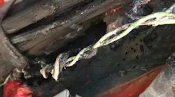 Fire-damaged wiring beneath the Camp Jackson Fire Department.