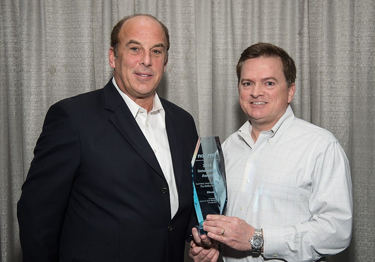 Elbeco received national recognition at the NAUMD 2018 Expo for Best Public Safety Product Innovation. Receiving the award was Elbeco&rsquo;s President &amp; CEO, David Lurio (left) and Vice President of Sales and Marketing, David Burnette (right).