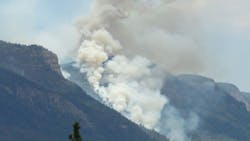 The 416 wildfire burning in the mountains north of Durango in La Plata County, CO, on June 6, 2018.