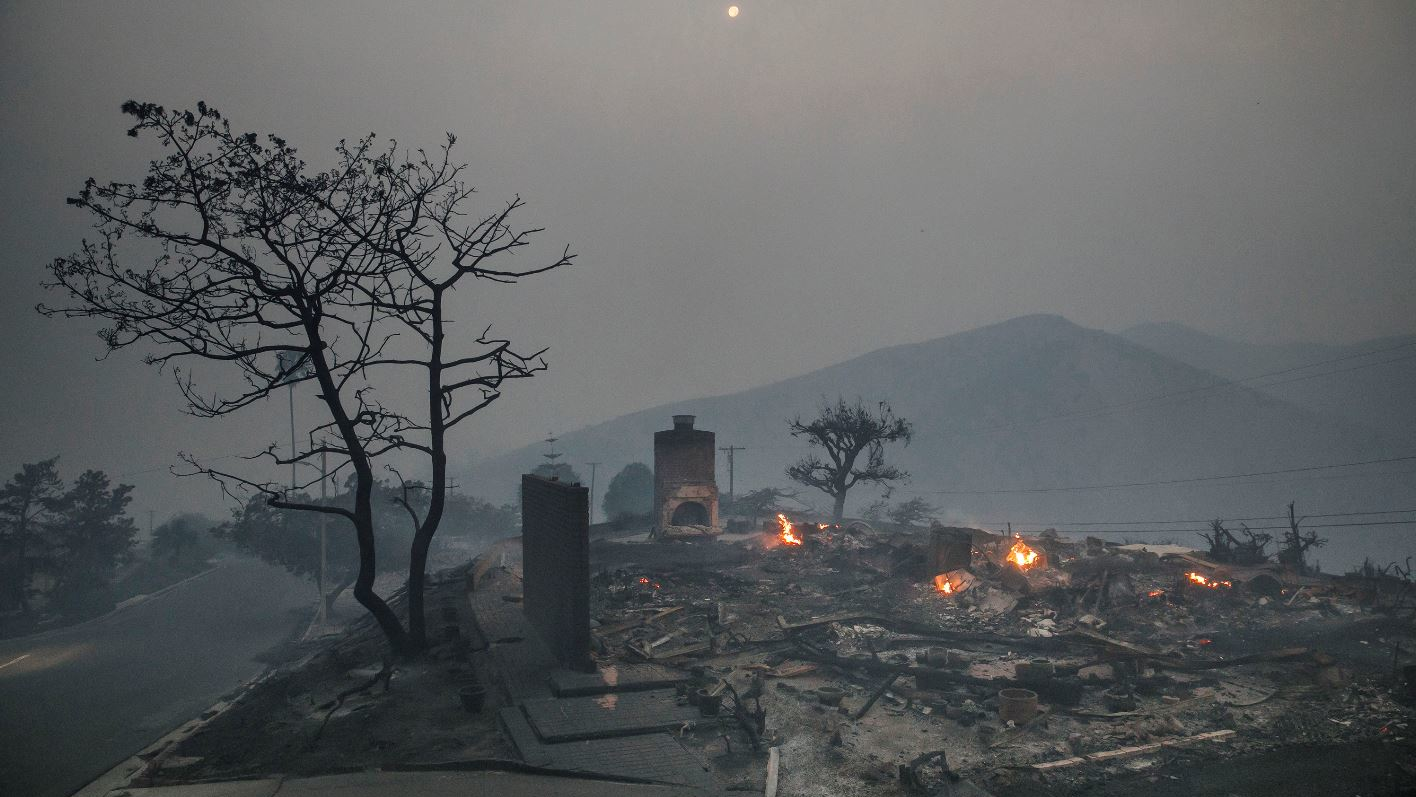 A home that was completely leveled by the lethal wildfires in California's North Bay Wine County and surrounding regions in October 2017.
