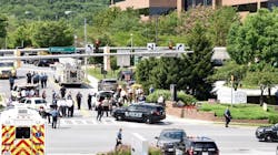 Emergency crews on scene during an active shooter incident at the offices of the Capital newspaper in Annapolis, MD, on Thursday, June 28, 2018. Emergency crews on scene during an active shooter incident at the offices of the Capital newspaper in Annapolis, MD, on Thursday, June 28, 2018.