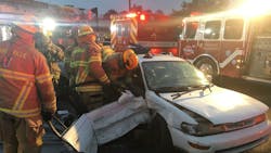Personnel with Gainesville Fire Rescue and Alachua Fire Rescue responding to a vehicle crash in January 2018. Personnel with Gainesville Fire Rescue and Alachua Fire Rescue responding to a vehicle crash in January 2018.