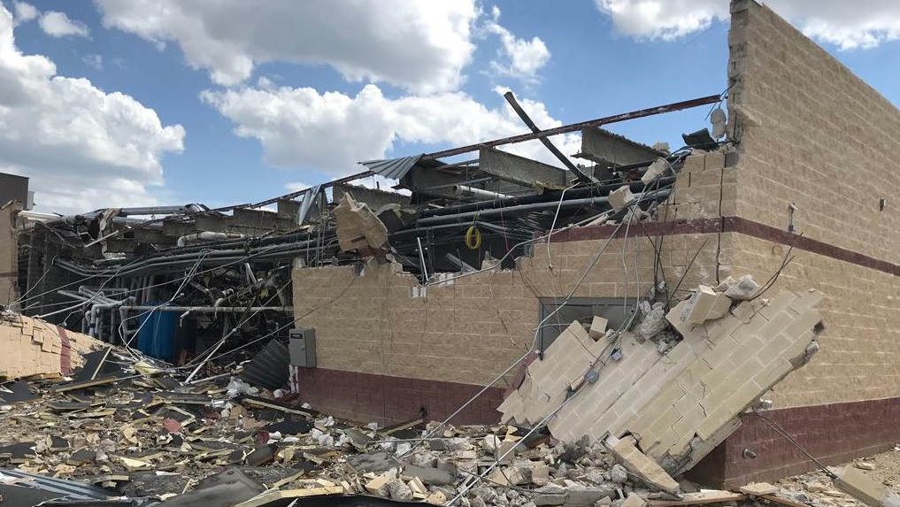 The aftermath of a fatal explosion and collapse at a hospital in Gatesville, TX, on Tuesday, June 26, 2018.