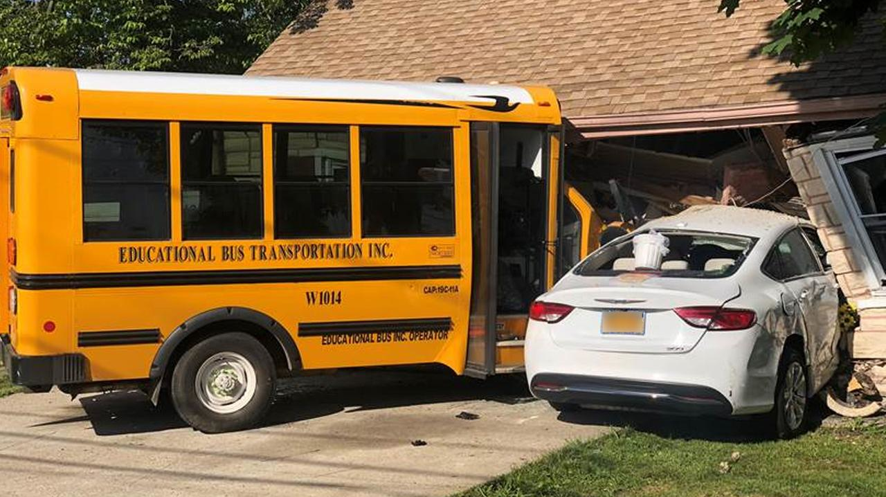Five Children Hurt School Bus Crash Amityville NY Firefighters Firehouse