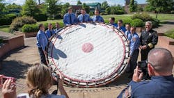 Eugene Springfield, OR, fire recruits present Fire Chief Joe Zaludek with a restored Browder life safety net during graduation ceremonies on Friday, June 29, 2018. Eugene Springfield, OR, fire recruits present Fire Chief Joe Zaludek with a restored Browder life safety net during graduation ceremonies on Friday, June 29, 2018.