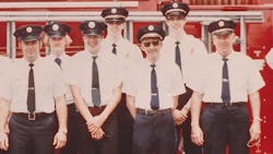 Ted and Roy Wagner, at right in back row, stand with fellow members of the Plainsboro Fire Company in their early days as firefighters in this undated photo. Ted and Roy Wagner, at right in back row, stand with fellow members of the Plainsboro Fire Company in their early days as firefighters in this undated photo.