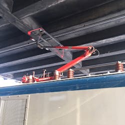 Monitor the overhead catenary wires if exposed to fire, and keep first responders and onlookers away in case they drop. Monitor the overhead catenary wires if exposed to fire, and keep first responders and onlookers away in case they drop.