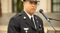 Toledo Fire & Rescue Chief Luis Santiago speaks during the department's 57th Annual Memorial Service to honor fallen firefighters on June 11, 2018, in Toledo, OH.