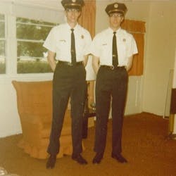 Roy, left, and Ted Wagner don their dress uniforms as fresh-faced Plainsboro firefighters in this undated family photo.
