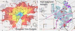 GIS mapping allows fire departments to chart response times, hazards and busy streets to get the best locations for fire station sites. GIS mapping allows fire departments to chart response times, hazards and busy streets to get the best locations for fire station sites.