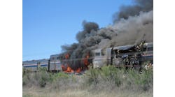 A tractor-trailer truck slammed into a Chicago-to-California Amtrak passenger train at a railroad crossing east of Reno, NV.
