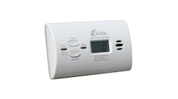 A Kidde battery operated carbon monoxide alarm with digital display.