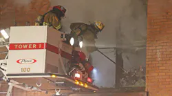 Duluth firefighters battling a structure fire on April 6, 2018.