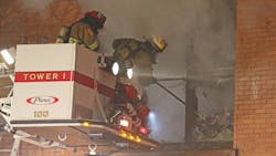 Duluth firefighters battling a structure fire on April 6, 2018. Duluth firefighters battling a structure fire on April 6, 2018.