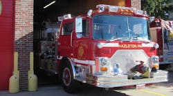A 1987 Mack pumper still in service with the Hazleton Fire Department.