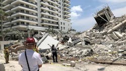 Search and rescue crews from the City of Miami and Miami Beach fire departments on scene after a 13-story building being demolished suddenly collapsed on Monday, July 23, 2018. Search and rescue crews from the City of Miami and Miami Beach fire departments on scene after a 13-story building being demolished suddenly collapsed on Monday, July 23, 2018.