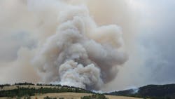 Smoke rises from the Spring Fire on Wednesday, July 4, 2018, as it continues burning across three counties in southern Colorado.