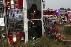 In May 2018, SAFD Ladder 46 was involved in a rollover accident in which all members were belted. There were no serious injuries.