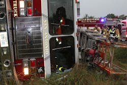 In May 2018, SAFD Ladder 46 was involved in a rollover accident in which all members were belted. There were no serious injuries. In May 2018, SAFD Ladder 46 was involved in a rollover accident in which all members were belted. There were no serious injuries.