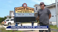 Carova Beach Fire &amp; Rescue Chief Jay Laughmiller is interviewed a day after being hit by lightning while responding to a reported lightning strike and fire on Tuesday, July 17, 2018.