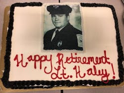 A cake presented to retiring Hingham fire Lt. John Haley on June 29, 2018. A cake presented to retiring Hingham fire Lt. John Haley on June 29, 2018.