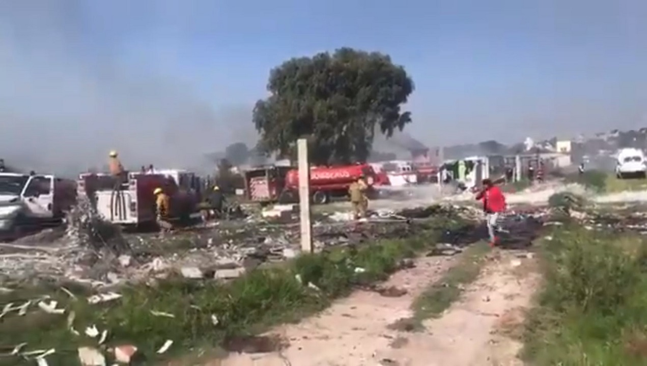 The aftermath of a series of explosions at several fireworks manufacturing facilities in Tultepec, Mexico, that killed at least 22 people on Thursday, July 5, 2018.