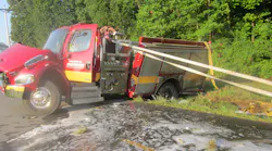 The Calloway County Fire-Rescue pumper overturned while responding to a call.