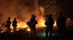 Firefighters conducting overnight operations against the Carr Fire in Shasta County, CA, on Thursday, Aug. 16, 2018.