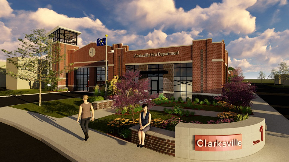 An artist's rendering of the new station being built for the Clarksville Fire Department.