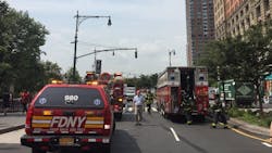 FDNY crews staging at Pier A in lower Manhattan after a fire broke out that forced the evacuation of over 3,400 people from Liberty Island on Monday, Aug. 27, 2018. FDNY crews staging at Pier A in lower Manhattan after a fire broke out that forced the evacuation of over 3,400 people from Liberty Island on Monday, Aug. 27, 2018.