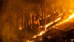 A member of the Little Tujunga Hotshots during a controlled burn against the Mendocino Complex west of Lake Pillsbury on Monday, Aug. 13, 2018. A member of the Little Tujunga Hotshots during a controlled burn against the Mendocino Complex west of Lake Pillsbury on Monday, Aug. 13, 2018.