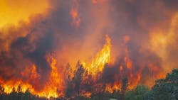 Flames erupt from the River Fire near Scott&apos;s Valley Road in Lake County, CA, on Aug. 2, 2018.