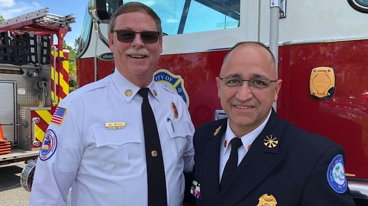 Palm Coast Fire Chief Michael Beadle, left, with Deputy Chief Gerald &apos;Jerry&apos; Forte on Tuesday, Aug. 21, 2018.