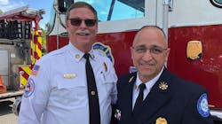 Palm Coast Fire Chief Michael Beadle, left, with Deputy Chief Gerald 'Jerry' Forte on Tuesday, Aug. 21, 2018. Palm Coast Fire Chief Michael Beadle, left, with Deputy Chief Gerald 'Jerry' Forte on Tuesday, Aug. 21, 2018.