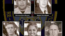 The five Houston firefighters who died as a result of the Southwest Inn fire on May 31, 2013.