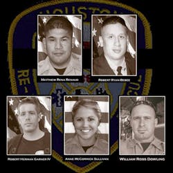 The five Houston firefighters who died as a result of the Southwest Inn fire on May 31, 2013. The five Houston firefighters who died as a result of the Southwest Inn fire on May 31, 2013.