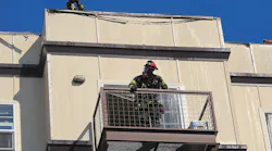 When operating on the floor above, note any windows, doors, balconies, fire escapes, air conditioners, window bars/gates, plywood over window/doors.